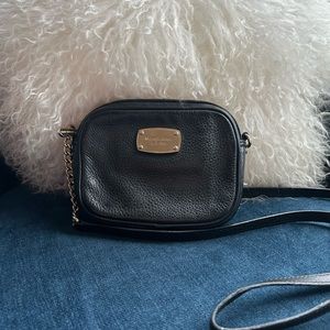 Michael Kors Square Black Leather Crossbody Purse